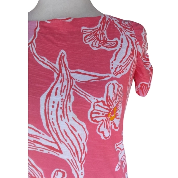 Lilly Pulitzer Boatneck Lana Ruched Sleeve Tee Size Small - Picture 4 of 9